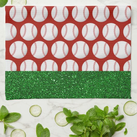 Baseball kerstthema theedoek (Gevouwen)