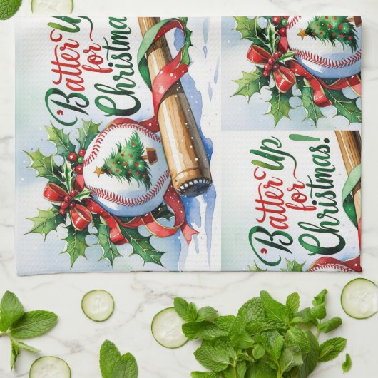 Baseball kerstthema theedoek (Gevouwen)
