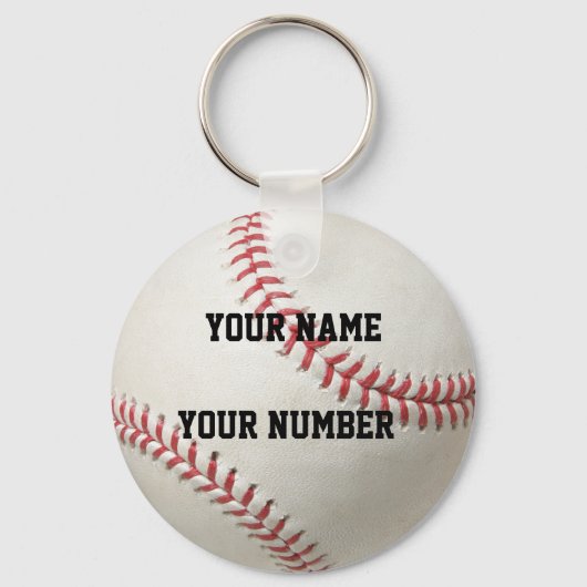 Baseball Keychain ID Label JOUW NAAM & Aantal (Voorkant)