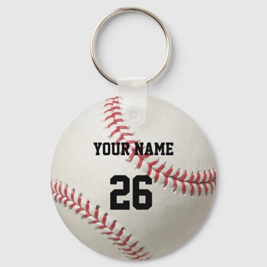 Baseball Keychain ID Label JOUW NAAM & Aantal (Voorkant)
