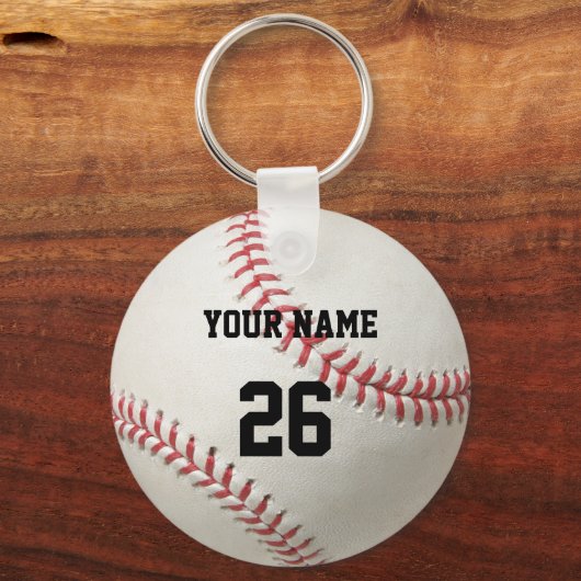 Baseball Keychain ID Label JOUW NAAM & Aantal (Voorkant)