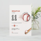 Baseball Kids Party 11th Birthday Invitation Kaart (Staand voorkant)