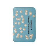 Baseball Kies uw kleur, naam, lichtblauw Badmat (Voorkant Verticaal)