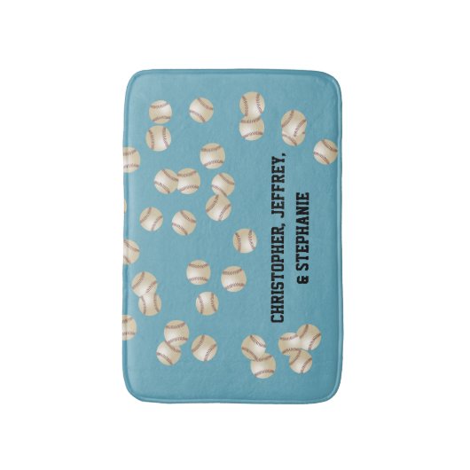 Baseball Kies uw kleur, naam, lichtblauw Badmat (Voorkant Verticaal)