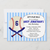 Baseball Kind: Birthday Party Blue Invitation Kaart (Voorkant)