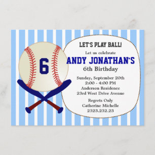 Baseball Kind: Birthday Party Blue Invitation Kaart
