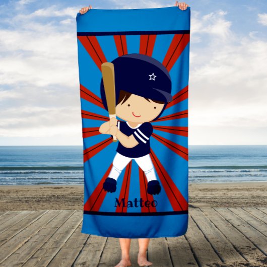 Baseball Kind Custom Bath Towel for Boys Badhanddoek