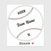 Baseball Kind Team Naam Nummer Vinyl Sticker (Vel)