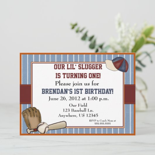 Baseball Kinderen Birthday Uitnodiging (Staand voorkant)