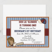 Baseball Kinderen Birthday Uitnodiging (Voorkant / Achterkant)