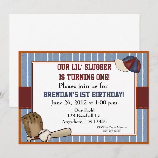 Baseball Kinderen Birthday Uitnodiging (Voorkant / Achterkant)
