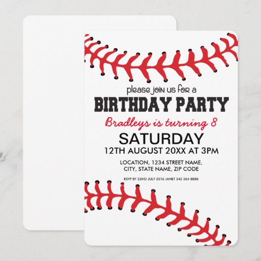 Baseball Kinderen van Birthday Kaart (Voorkant / Achterkant)
