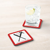 Baseball kruiste vleermuizen en pet zwart, rood bier onderzetter (Rechterzijde)