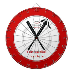Baseball kruiste vleermuizen en pet zwart, rood dartbord