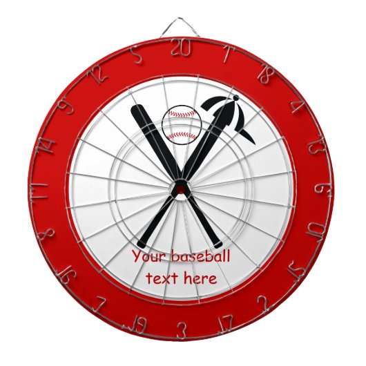 Baseball kruiste vleermuizen en pet zwart, rood dartbord (Voorkant)