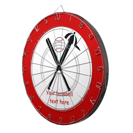 Baseball kruiste vleermuizen en pet zwart, rood dartbord (Voorkant Rechts)