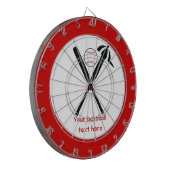 Baseball kruiste vleermuizen en pet zwart, rood dartbord (Voorkant Links)