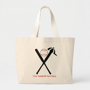 Baseball kruiste vleermuizen en pet zwart, rood grote tote bag