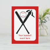 Baseball kruiste vleermuizen en pet zwart, rood kaart (Staand voorkant)