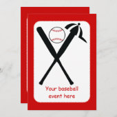 Baseball kruiste vleermuizen en pet zwart, rood kaart (Voorkant / Achterkant)