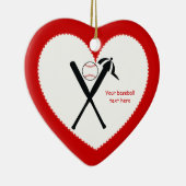 Baseball kruiste vleermuizen en pet zwart, rood keramisch ornament (Rechts)
