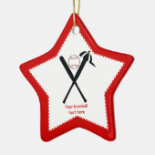 Baseball kruiste vleermuizen en pet zwart, rood keramisch ornament (Links)