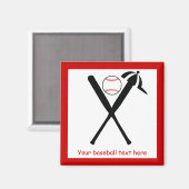Baseball kruiste vleermuizen en pet zwart, rood magneet (Voorkant / Achterkant)