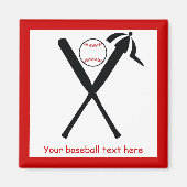 Baseball kruiste vleermuizen en pet zwart, rood magneet (Voorkant)