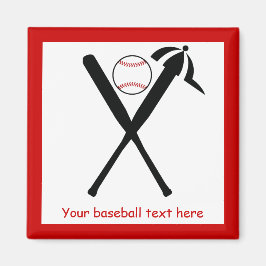 Baseball kruiste vleermuizen en pet zwart, rood magneet