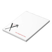 Baseball kruiste vleermuizen en pet zwart, rood notitieblok (Linkerzijde)