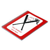 Baseball kruiste vleermuizen en pet zwart, rood notitieboek (Linkerzijde)