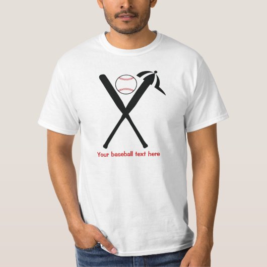 Baseball kruiste vleermuizen en pet zwart, rood t-shirt (Voorkant)