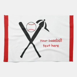 Baseball kruiste vleermuizen en pet zwart, rood theedoek