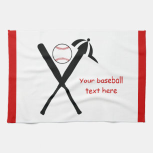 Baseball kruiste vleermuizen en pet zwart, rood theedoek