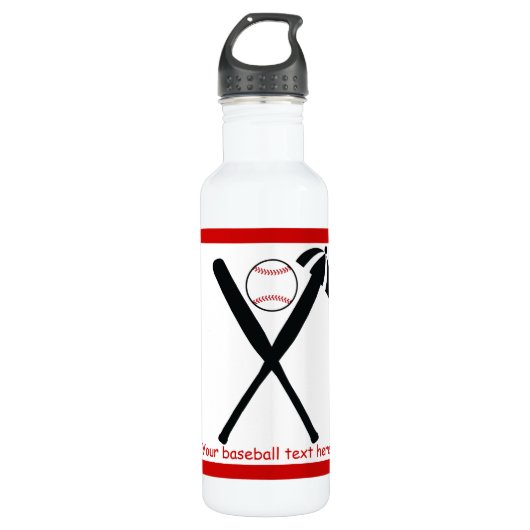 Baseball kruiste vleermuizen en pet zwart, rood waterfles  (Voorkant)