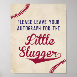 Baseball laat je Autograaf achter voor kleine slok Poster