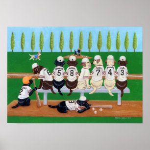 Baseball Labradors Poster