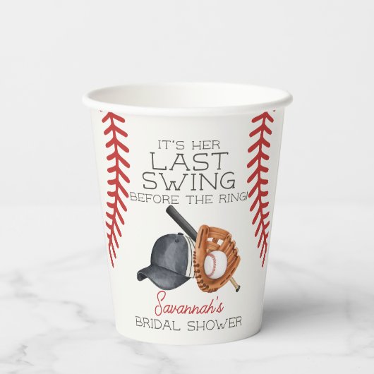 Baseball Last Swing Home Run Vrijgezellenfeest Dec Papieren Bekers (Achterkant)