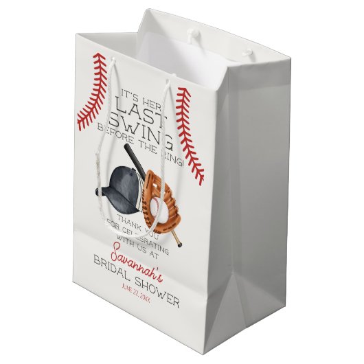 Baseball Last Swing Home Run Vrijgezellenfeest Fav Medium Cadeauzakje (Achterkant Gekanteld)