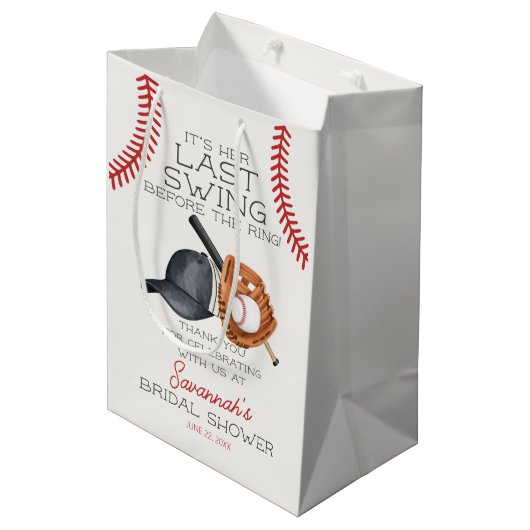 Baseball Last Swing Home Run Vrijgezellenfeest Fav Medium Cadeauzakje (Voorkant Gekanteld)