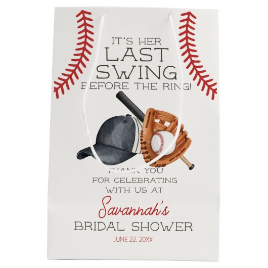 Baseball Last Swing Home Run Vrijgezellenfeest Fav Medium Cadeauzakje (Achterkant)