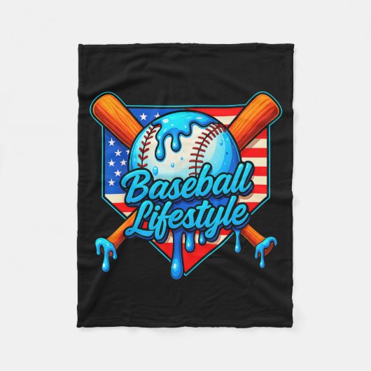 Baseball Leefstijl 101 Kleding Jeugd Baseball Drip Fleece Deken (Voorkant)