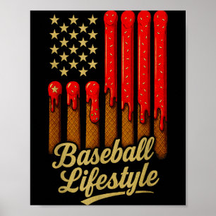Baseball Leefstijl 101 Kleding Jeugd Baseball Drip Poster