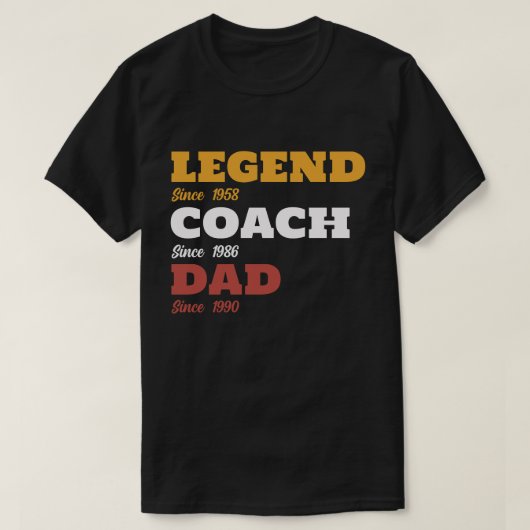 Baseball Legend Coach Dad - Aangepaste data T-shirt (Design voorkant)