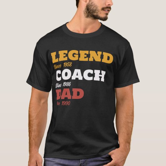 Baseball Legend Coach Dad - Aangepaste data T-shirt (Voorkant)