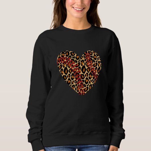 Baseball Leopard Heart Cute Mom Dad Men Women Trui (Voorkant)