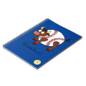 Baseball Lieve Kinderen Cartoon Stier Notitieboek (Linkerzijde)