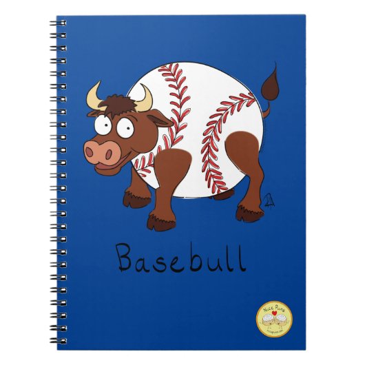Baseball Lieve Kinderen Cartoon Stier Notitieboek (Voorkant)