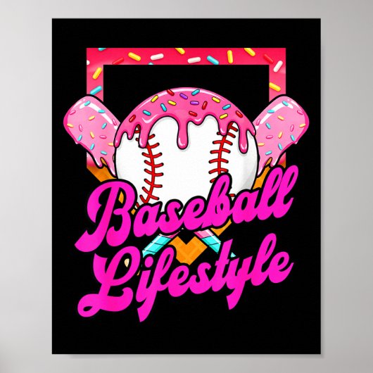 Baseball Life Lifestyle Home Plate Ice Cream Drip  Poster (Voorkant)