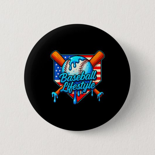 Baseball Lifestyle 101 Apparel Youth Baseball Drip Ronde Button 5,7 Cm (Voorkant)